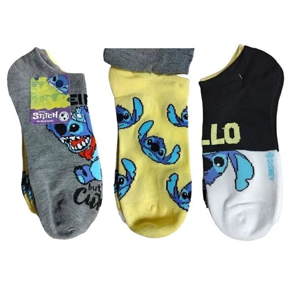 Disney Stitch Colorful 3 Pairs No Show Socks NWT - Picture 1 of 14